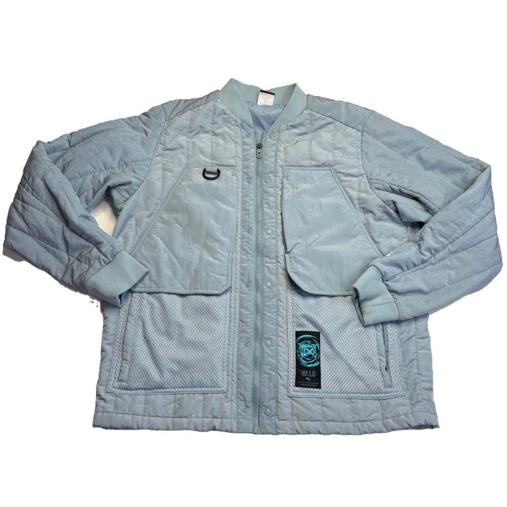 Icy Blue Sporty Utility Quilted Bomber Full Zip Jacket Streetwear ANTA